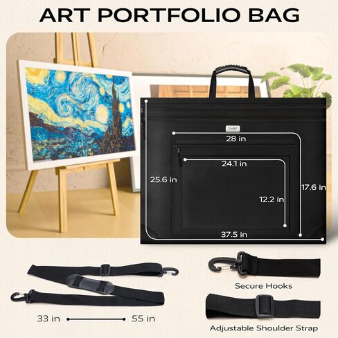 Art Portfolio Bag, 24x36 Foldable Light Weight Portfolio Folder Case with Adjustable Shoulder Strap, Leather Corners, Waterproof Art Bag for Artists and Adults for Artwork, Poster, Sketching in Saudi Arabia