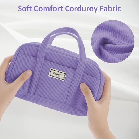 Sooez Large Pencil Case Pouch, Extra Big Pencil Bag with 5 Compartments, Pen Bag Wide Opening, Soft Corduroy Pencil Pouch Organizer with Zipper, Cute Aesthetic School Supplies for Teen Girls-Purple in Saudi Arabia