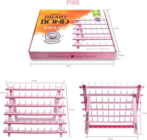 Laflare Braid Rack 60 Spools, PP Braiding Hair Stand, Thread Rack, Sewing Organizer, Quilting, Embroidery - Versatile Extension Holder (Pink) in Kuwait
