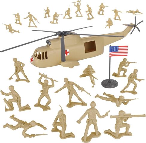 Timmee Plastic Army Men Men Playicet - OD Green 26pc Made in USA in Saudi Arabia