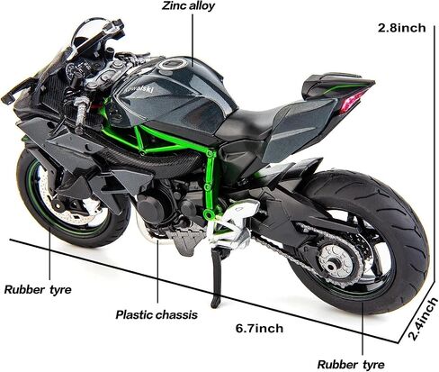 BDTCTK متوافق مع 1:12 KAWASAKI NINJA H2R الدراجات النارية ، دراجة نارية النموذج ، التعليق والأسطوانة الحرة ، سيارة ، مجموعة دراجات نارية ، هدية أسود in Kuwait