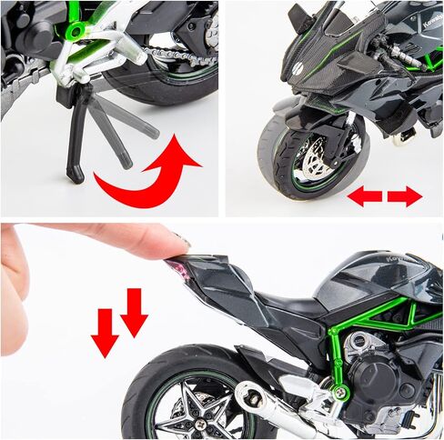 BDTCTK متوافق مع 1:12 KAWASAKI NINJA H2R الدراجات النارية ، دراجة نارية النموذج ، التعليق والأسطوانة الحرة ، سيارة ، مجموعة دراجات نارية ، هدية أسود in Kuwait
