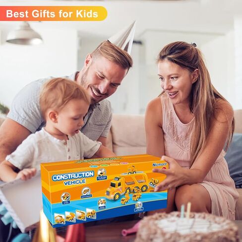 Construction Truck Toddler Toys Car: Toys for 1 2 3 4 Year Old Boy 5 in 1 Carrier Toys for Kids Age 1-3 2-4| 18 Months 2 Year Old Boy Christmas Birthday Gifts in Kuwait