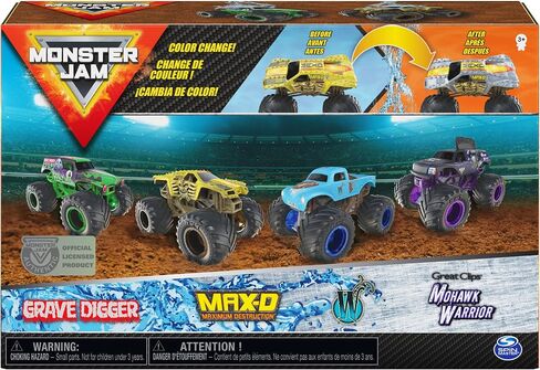 Monster Jam, Official Reveal The Steel 4-Pack of Color-Changing Die-Cast Monster Trucks, 1:64 Scale in Saudi Arabia