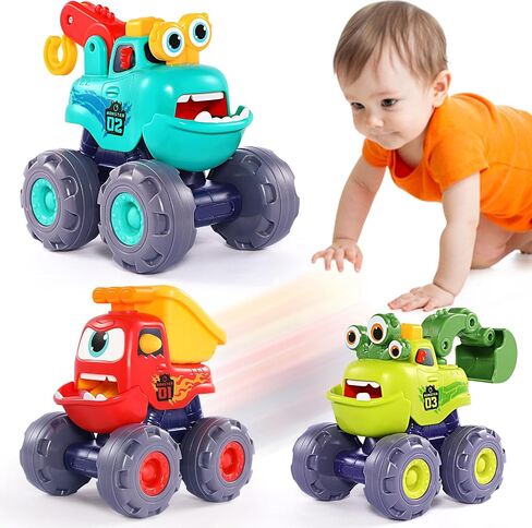 Car Toys for 1 Year Old Boy Gifts, Pull Back Monster Truck Toy Cars for Toddlers 1-3, 1 2 3 One Year Old Boy Birthday Gift 1st Vehicles Kids Stocking Stuffers Toddler Baby Boys Toys 12-18 Months in Kuwait