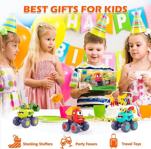 Car Toys for 1 Year Old Boy Gifts, Pull Back Monster Truck Toy Cars for Toddlers 1-3, 1 2 3 One Year Old Boy Birthday Gift 1st Vehicles Kids Stocking Stuffers Toddler Baby Boys Toys 12-18 Months in Kuwait