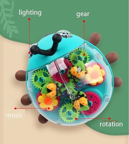 Nenekal Electric Transparent Gear Train Toy with Flashing Lights and Music, 360 Rotation, Battery Operated Bump and Go Car Toddler Toys, Multicolored, for Boys Girls 3+ in Kuwait