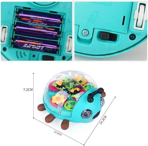 Nenekal Electric Transparent Gear Train Toy with Flashing Lights and Music, 360 Rotation, Battery Operated Bump and Go Car Toddler Toys, Multicolored, for Boys Girls 3+ in Kuwait