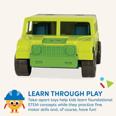 Battat- Wonder Wheels- Take-Apart Crane Truck- Toy Crane Truck مع تمرين للأطفال- لعبة Developmental STEM- 3 سنوات + in Kuwait