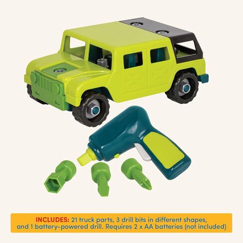 Battat- Wonder Wheels- Take-Apart Crane Truck- Toy Crane Truck مع تمرين للأطفال- لعبة Developmental STEM- 3 سنوات + in Kuwait