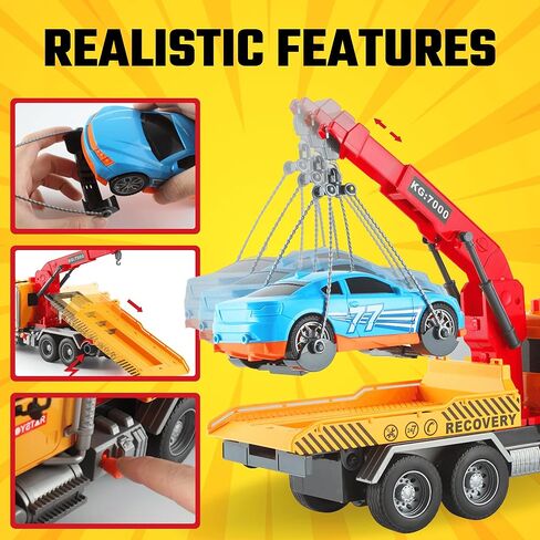 MOBIUS Toys Crane Truck Toy Set – Kids Construction Crane w/Extending Arm, Rotation, Props & Buttons + Sounds & Lights – Toy for Boys Age 4-7, Girls 3 Years Old+ in Kuwait