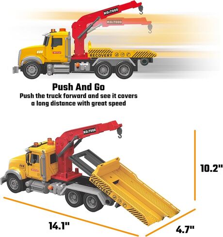 MOBIUS Toys Crane Truck Toy Set – Kids Construction Crane w/Extending Arm, Rotation, Props & Buttons + Sounds & Lights – Toy for Boys Age 4-7, Girls 3 Years Old+ in Kuwait