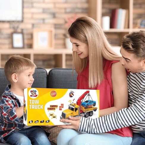 MOBIUS Toys Crane Truck Toy Set – Kids Construction Crane w/Extending Arm, Rotation, Props & Buttons + Sounds & Lights – Toy for Boys Age 4-7, Girls 3 Years Old+ in Kuwait