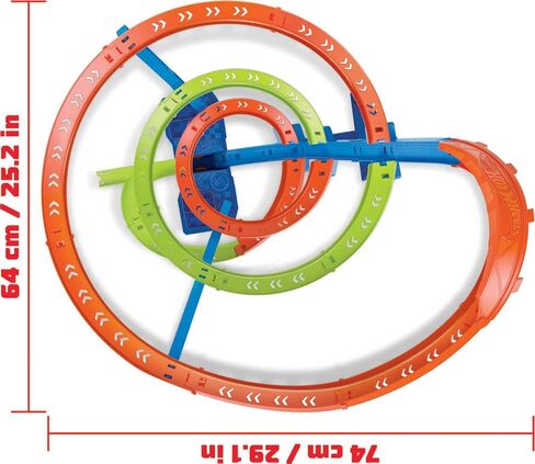 Hot Wheels Toy Car Track Set Spiral Speed Crash, Powered by Motorized Booster, 29-in Tall Track with 1:64 Scale Car, Connects to Other Tracks in Saudi Arabia