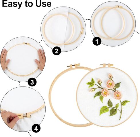 6 PCS التطريز Hoop 6 ، طوق غرزة بلاستيكي مستدير مع 16 إبر (من 3.6 بوصة إلى 10.7 بوصة) ، طوق تطريز صغير ، أطواق غرزة وأطر مناسبة للتطريز ، الخياطة الحرفية in Kuwait