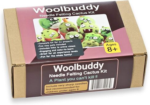 طقم التورط في الإبرة Woolbuddy - تصميم وحش عصاري للمبتدئين ، يشمل الصوف واللوازم و 4 أواني الطين والتعليمات الواضحة in Kuwait