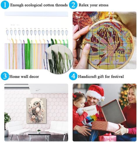 Dream Catcher Counted Cross Stitch Kits for Adults, Flowers Stamped Cross Stitch Kits for Beginners, Needlepoint Cross-Stitch Patterns Embroidery Kits Arts and Crafts for Home Decor 12×16 Inch in Saudi Arabia