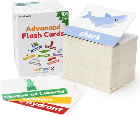 LearnWorx 101 Baby Flash Cards للأطفال الصغار 1-3 | جائزة الفوز بالكلمات الأولى بطاقات فلاش Toddler | ألعاب الكلام تساعد in Kuwait