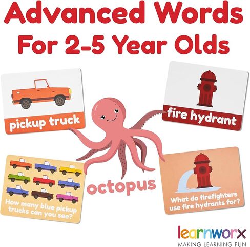 LearnWorx 101 Baby Flash Cards للأطفال الصغار 1-3 | جائزة الفوز بالكلمات الأولى بطاقات فلاش Toddler | ألعاب الكلام تساعد in Kuwait