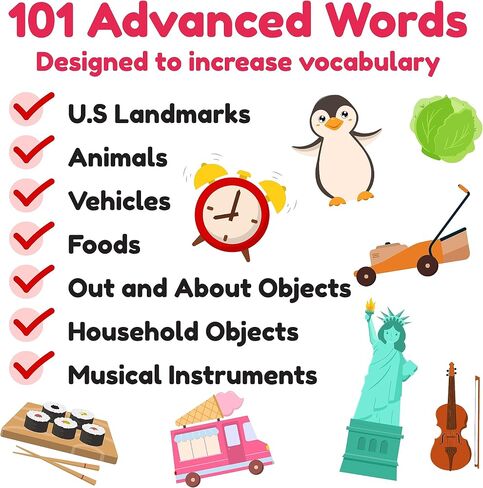 LearnWorx 101 Baby Flash Cards للأطفال الصغار 1-3 | جائزة الفوز بالكلمات الأولى بطاقات فلاش Toddler | ألعاب الكلام تساعد in Kuwait