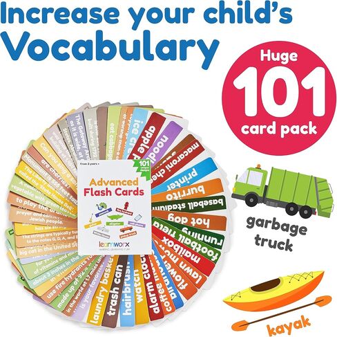 LearnWorx 101 Baby Flash Cards للأطفال الصغار 1-3 | جائزة الفوز بالكلمات الأولى بطاقات فلاش Toddler | ألعاب الكلام تساعد in Kuwait