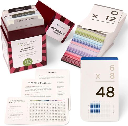 Think Tank Scholar 173 Multiplication Flash Cards Set (Award Winning) All Facts 0-12 Answer on Back, for Kids in 2ND, 3RD, 4TH, 5TH, 6TH Grade Class or Homeschool - Learn Manipulatives, Games & Chart in Saudi Arabia
