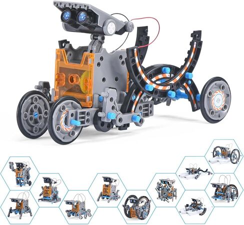 Aesgogo STEM Projects 12-in-1 Creation Solar Robot Kit ، تجارب علمية هدايا للأطفال الذين تتراوح أعمارهم بين 8 و 12 عامًا ، مجموعة روبوتات بناء DIY التعليمية لـ 8 9 10 11 12 13 14 in Kuwait