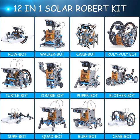 Aesgogo STEM Projects 12-in-1 Creation Solar Robot Kit ، تجارب علمية هدايا للأطفال الذين تتراوح أعمارهم بين 8 و 12 عامًا ، مجموعة روبوتات بناء DIY التعليمية لـ 8 9 10 11 12 13 14 in Kuwait