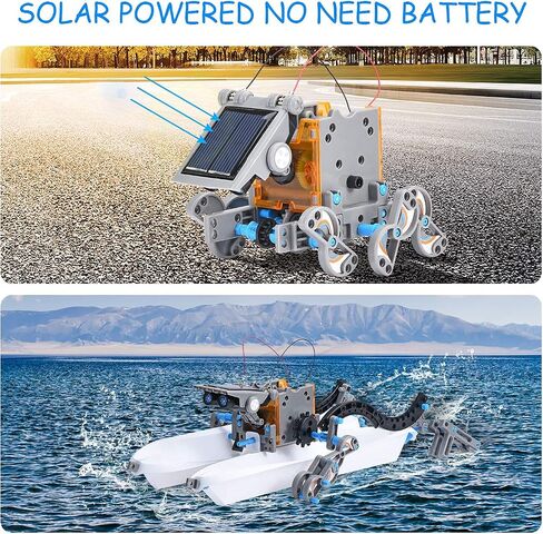 Aesgogo STEM Projects 12-in-1 Creation Solar Robot Kit ، تجارب علمية هدايا للأطفال الذين تتراوح أعمارهم بين 8 و 12 عامًا ، مجموعة روبوتات بناء DIY التعليمية لـ 8 9 10 11 12 13 14 in Kuwait