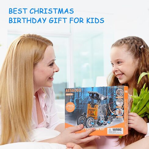 Aesgogo STEM Projects 12-in-1 Creation Solar Robot Kit ، تجارب علمية هدايا للأطفال الذين تتراوح أعمارهم بين 8 و 12 عامًا ، مجموعة روبوتات بناء DIY التعليمية لـ 8 9 10 11 12 13 14 in Kuwait