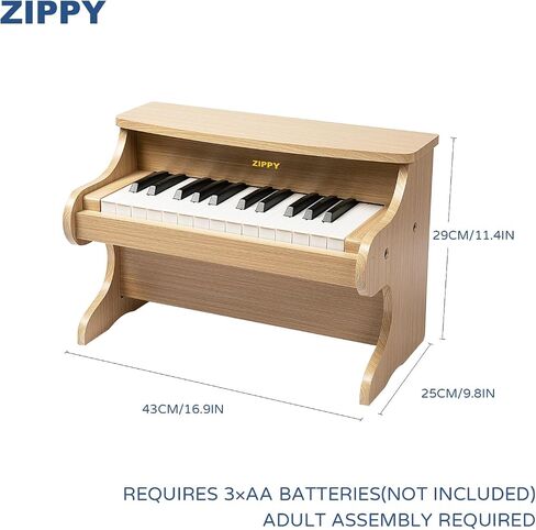 لوحة مفاتيح Zippy Kids Piano ، 25 Keys Digital Piano for Kids ، Mini Music Education Mestical Toy ، Wood Piano for Toddlers Girls Boys ، Walnut in Kuwait