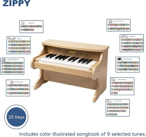 لوحة مفاتيح Zippy Kids Piano ، 25 Keys Digital Piano for Kids ، Mini Music Education Mestical Toy ، Wood Piano for Toddlers Girls Boys ، Walnut in Kuwait