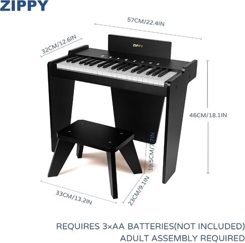 لوحة مفاتيح Zippy Kids Piano ، 37 Keys Digital Piano for Kids ، Toy Music Educational Explication Toy ، Wood Piano for 3+ Girls and Boy in Kuwait