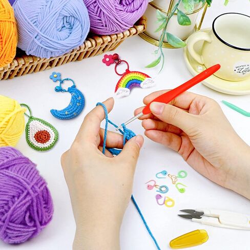 113 Piece Crochet Kit with Yarn Set– 1600 Yards Assorted Yarn for Knitting and Crochet, 73PCS Crochet Accessories Set Including Ergonomic Hooks, Knitting Needles & More Ideal Beginner Kit in Kuwait