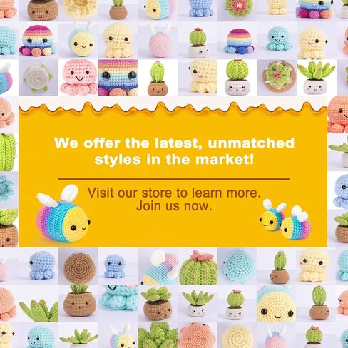 Crochetta Crochet Kit for Beginners - Starter Kit with Video Tutorials for Adults & Kids, Knitting Kit with 3 Bee Family (40%+ Yarn) in Kuwait