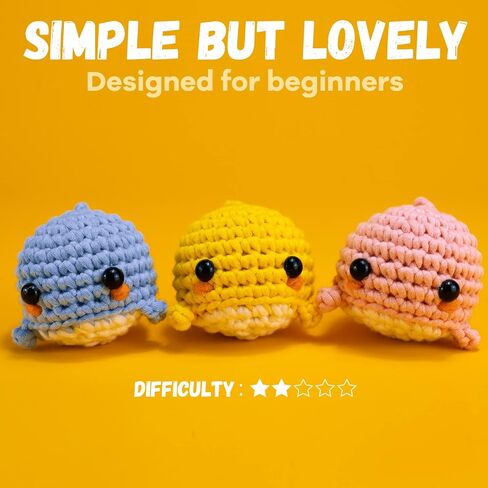Beginner Crochet Kit, Crochet Kits for Kids and Adults, 3PCS Crochet Animal Kit for Beginners Include Videos Tutorials, Yarn, Eyes, Stuffing, Crochet Hook - Boys and Girls Birthdays Gift in Saudi Arabia
