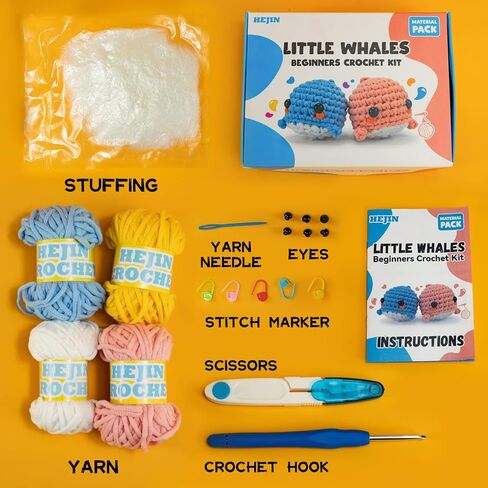 Beginner Crochet Kit, Crochet Kits for Kids and Adults, 3PCS Crochet Animal Kit for Beginners Include Videos Tutorials, Yarn, Eyes, Stuffing, Crochet Hook - Boys and Girls Birthdays Gift in Saudi Arabia