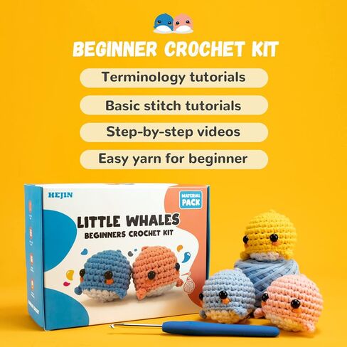 Beginner Crochet Kit, Crochet Kits for Kids and Adults, 3PCS Crochet Animal Kit for Beginners Include Videos Tutorials, Yarn, Eyes, Stuffing, Crochet Hook - Boys and Girls Birthdays Gift in Saudi Arabia