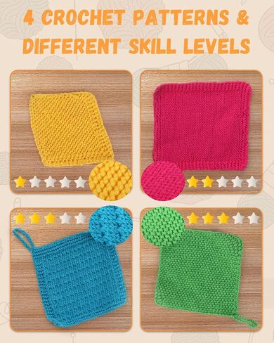 Aeelike Knitting Kit for Beginners, Complete Beginner Knitting Kit Easy Knitting Set Including Knitting Needles Set Cotton Yarn, Learn to Knit Dishcloth with Step-by-Step Instructions, Colorful in Saudi Arabia