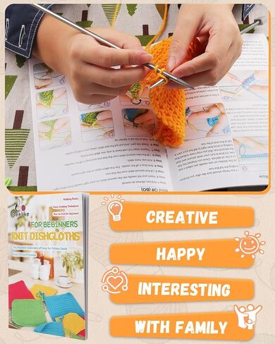Aeelike Knitting Kit for Beginners, Complete Beginner Knitting Kit Easy Knitting Set Including Knitting Needles Set Cotton Yarn, Learn to Knit Dishcloth with Step-by-Step Instructions, Colorful in Saudi Arabia