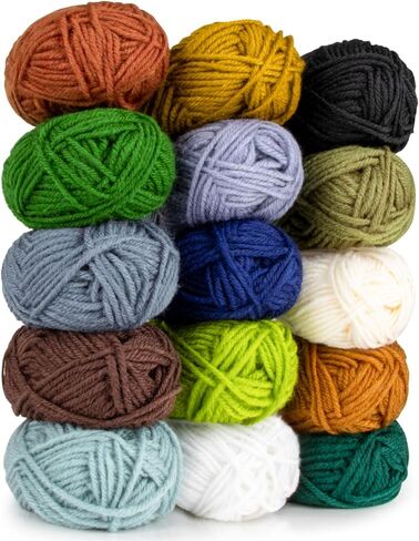 15x20g Acrylic Yarn for Crocheting - Soft Knitting Yarn for Crafts Multicolor Yarn Skeins for Crocheting DIY Yarn Bulk for Handicraft Knitting Yarn Scarves Gift for Beginners Adults in Kuwait