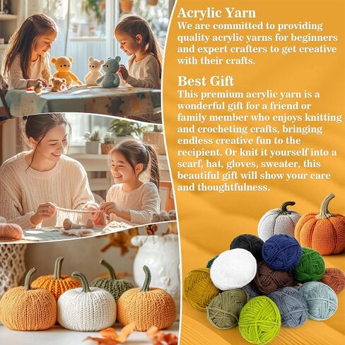 15x20g Acrylic Yarn for Crocheting - Soft Knitting Yarn for Crafts Multicolor Yarn Skeins for Crocheting DIY Yarn Bulk for Handicraft Knitting Yarn Scarves Gift for Beginners Adults in Kuwait