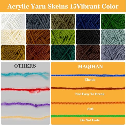 15x20g Acrylic Yarn for Crocheting - Soft Knitting Yarn for Crafts Multicolor Yarn Skeins for Crocheting DIY Yarn Bulk for Handicraft Knitting Yarn Scarves Gift for Beginners Adults in Kuwait