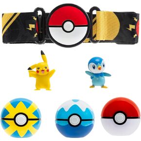Pokémon Bandolier Set - Features a 2-Inch Pikachu Figure, 2 Clip ‘N’ Go Poke Balls/Belt, and a Carrying Bag - Folds Out Into Battle Mat for 2 Figures