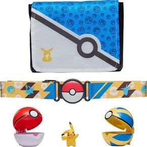 Pokémon Bandolier Set - Features a 2-Inch Pikachu Figure, 2 Clip ‘N’ Go Poke Balls/Belt, and a Carrying Bag - Folds Out Into Battle Mat for 2 Figures