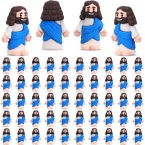 Bememo 50 Pcs Mini Jesus Figures Original Design Jesus Toys Little Figures to Hide and Seek Sunday School Religious Christmas Party Favors Gift(Multicolor)