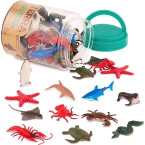 Terra by Battat – 60 Pcs Wild Creatures Tube – Realistic Mini Animal Figurines – Lion, Hippo, Tiger, Bear & More Safari Animals – Plastic Educational Toys for Kids and Toddlers 3 Years +