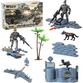 Army Men Action Figures with Military Vehicles Toys Playset, Toy Soldiers with Military Boats, Protective Net,Small Pistol for Kids Boys Girls, Age 6 7 8 9 10