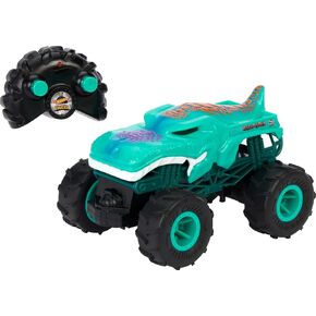 Hot Wheels Monster Trucks RC, 1:24 Scale Tiger Shark Vehicle, Oversized Remote-Control Toy Truck with Terrain Action Tires