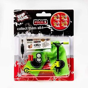 Grip and Tricks - Finger Scooter Green Pack 1 with 2 Extra Wheels 3 Tools for Freestyle Finger Scooter and Accessories for Mini Fingerboards - Finger Toy 10 Pieces from 6 Years